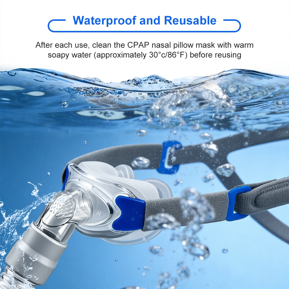 Nasal Pillow CPAP Replacement Kit with Headgear Strap, 3 Cushions, Tubing Hose and Frame All-in-One CPAP Replacement Mask Set - Image 6