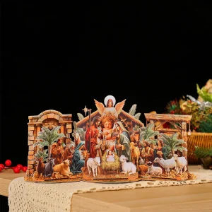Nativity Scene 3D Greeting Cards, Christmas Religious Gift for Her/Him, Church Decoration, Holiday Blessing Cards, Christian Bir