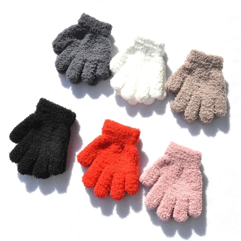 New 1-4Y Kids Gloves Winter Baby Plush Coral Gloves Toddler Full Fingers Cute Mittens Warm Windproof Glove For Boys Girls - Image 3