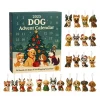 New 2D Dog Advent Calendar Reusable 24 Pieces Christmas Countdown Calendar with Breed Ornaments Dog Decorations Families Gift