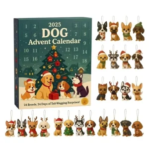 New 2D Dog Advent Calendar Reusable 24 Pieces Christmas Countdown Calendar with Breed Ornaments Dog Decorations Families Gift
