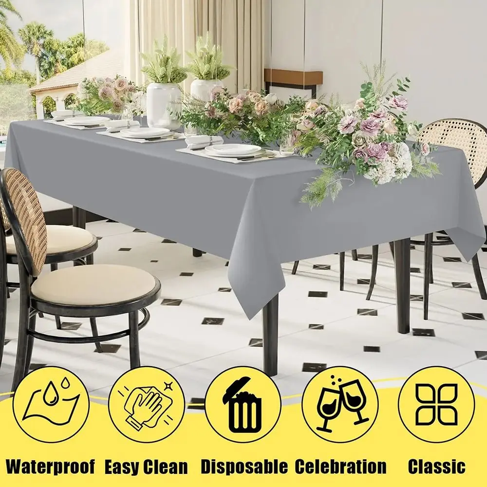 New 54x108inch Disposable Table Cloth Rectangle Waterproof Rectangle Tablecloths Oil-Proof Plastic Table Covers Dining Tables - Image 3