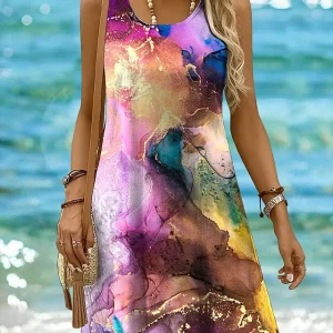 New Arrival Women's Sleeveless Crew Neck Dress Elegant Solid Color Loose Fit Comfortable Dress For Women