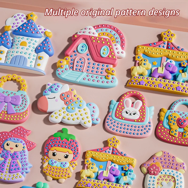 New Beads Pen Painting Handicraft Set for Kids Creative Handmade Sticker DIY Princess Rainbow Cake Keychain as a Gift for Kids - Image 2