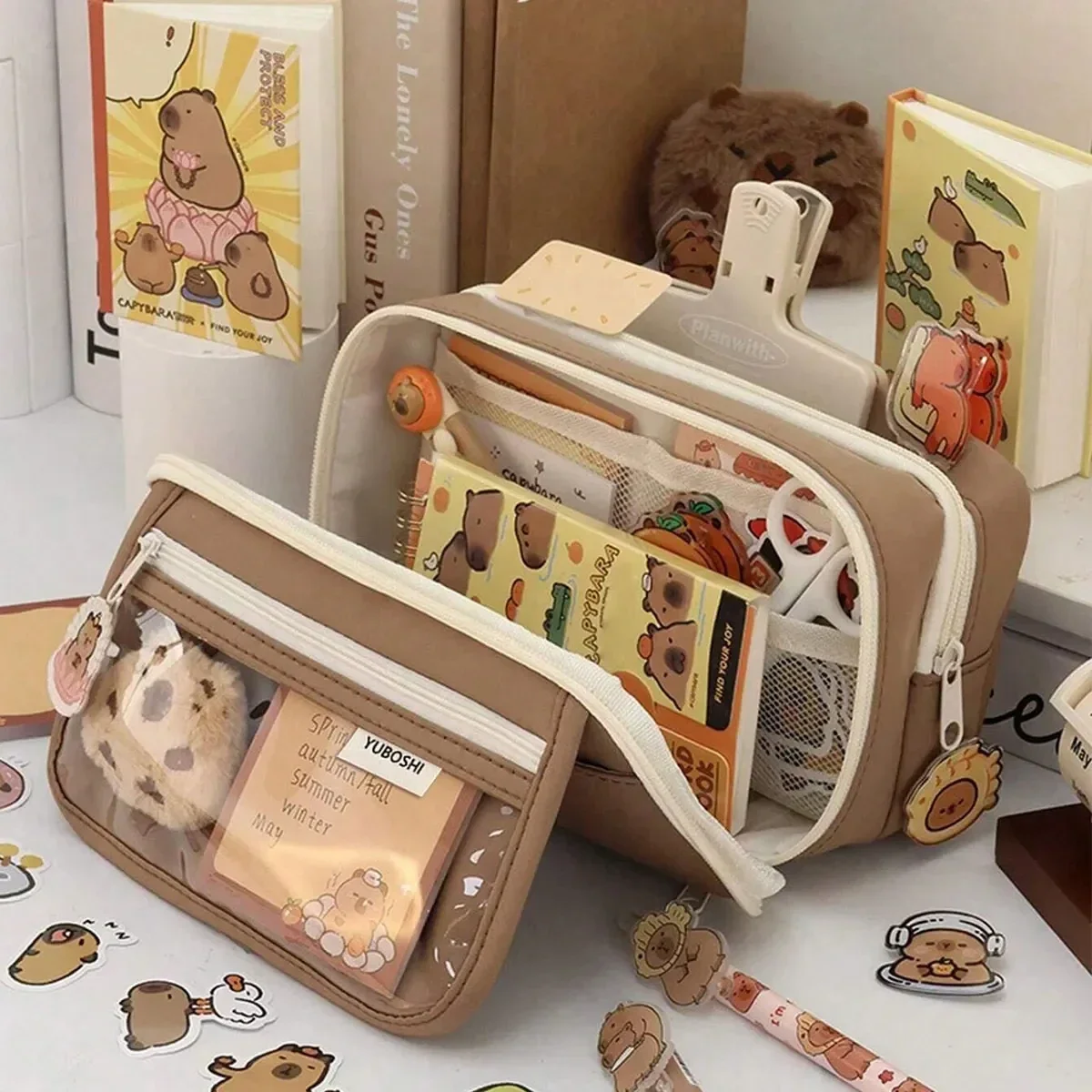 New Capybara Large Capacity Pencil Case Flip Cover Stationery Set Pencil Bag Simple Storage Bag Student School Office Supplies - Image 2
