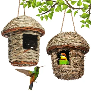 New Creative Handmade Grass Woven Bird Nest Courtyard Decoration Bird Habitat Ecological Bird House Hanging Parrot Nest Bedroom