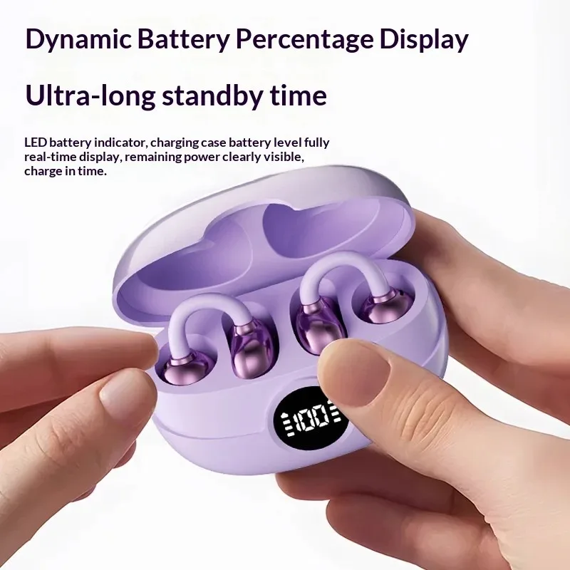 New OWS Clip‑On Wireless Earbuds Digital Battery Indicator Hi‑Fi Sound Noise Reduction, Long Playtime with Mic - Image 6
