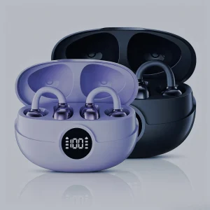 New OWS Clip‑On Wireless Earbuds Digital Battery Indicator Hi‑Fi Sound Noise Reduction, Long Playtime with Mic