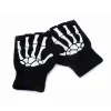 New Punk Gloves Unisex Halloween Skeleton Skull Half Finger Gloves Glow in The Dark Fingerless Stretch Knitted Winter Mittens