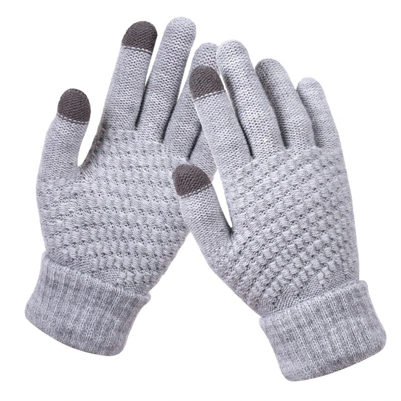 New Solid Color Touch Screen Knitted Gloves For Women Men Winter Outdoor Cycling Warm Knitted Gloves Unisex Daily Wear Touch - Image 2