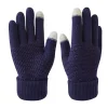 New Solid Color Touch Screen Knitted Gloves For Women Men Winter Outdoor Cycling Warm Knitted Gloves Unisex Daily Wear Touch