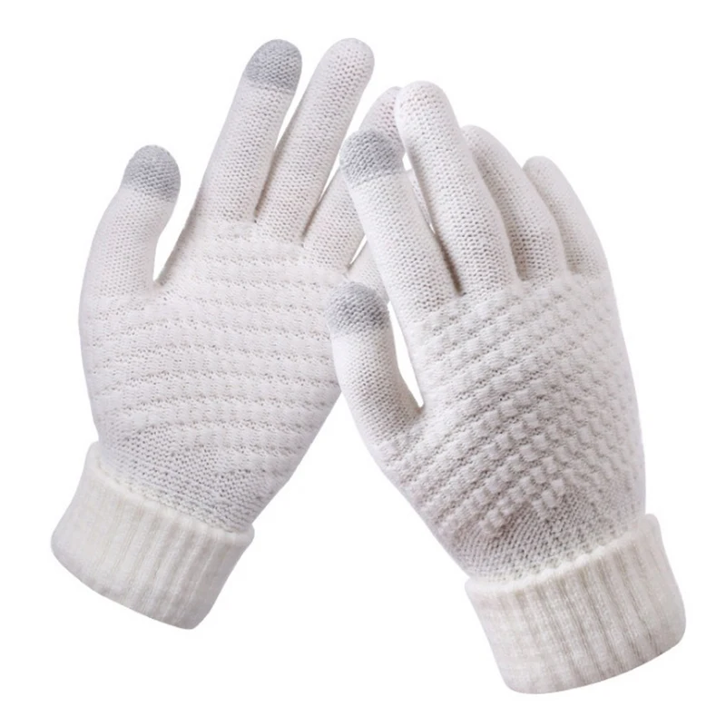 New Solid Color Touch Screen Knitted Gloves For Women Men Winter Outdoor Cycling Warm Knitted Gloves Unisex Daily Wear Touch - Image 3