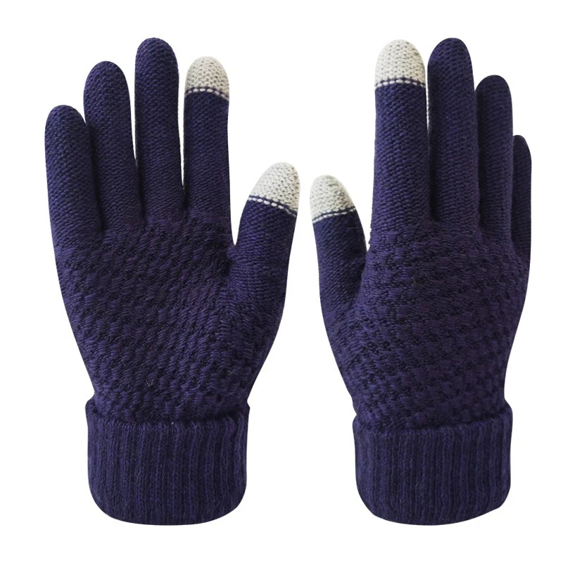 New Solid Color Touch Screen Knitted Gloves For Women Men Winter Outdoor Cycling Warm Knitted Gloves Unisex Daily Wear Touch