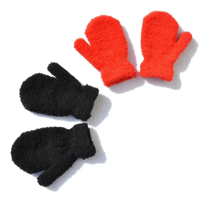 New Warm Kids Mittens for Boy Girl Simplicity Fashion Solid Color Children Gloves Autumn Winter Furry Warm Mittens - Image 3