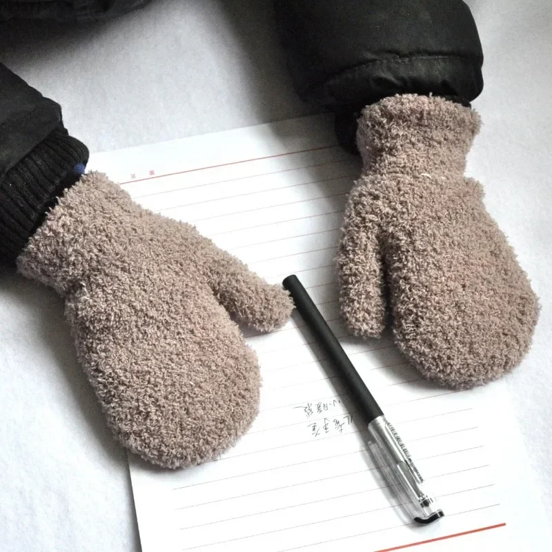 New Warm Kids Mittens for Boy Girl Simplicity Fashion Solid Color Children Gloves Autumn Winter Furry Warm Mittens - Image 5