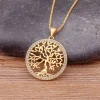 Nidin New Arrival Classic Fashion Tree of Life Gold Plated Crystal Necklaces & Pendants Women Zircon Chain Jewelry Collier Femme