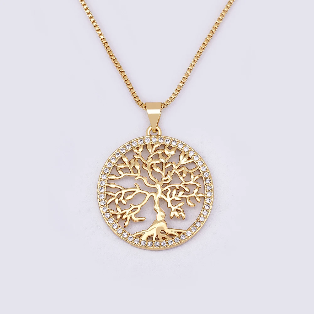 Nidin New Arrival Classic Fashion Tree of Life Gold Plated Crystal Necklaces & Pendants Women Zircon Chain Jewelry Collier Femme - Image 6