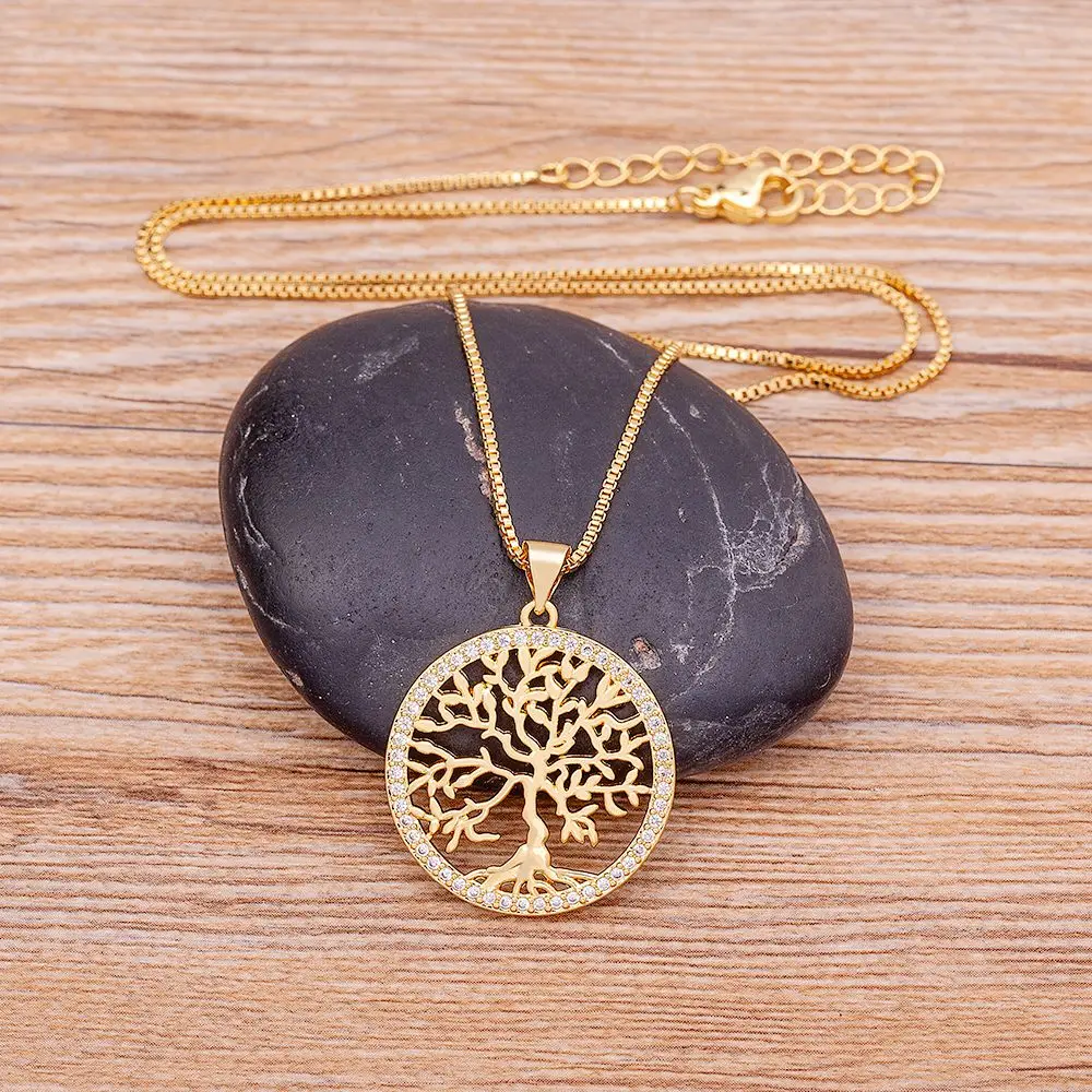 Nidin New Arrival Classic Fashion Tree of Life Gold Plated Crystal Necklaces & Pendants Women Zircon Chain Jewelry Collier Femme - Image 3