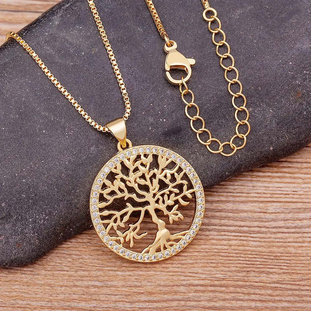 Nidin New Arrival Classic Fashion Tree of Life Gold Plated Crystal Necklaces & Pendants Women Zircon Chain Jewelry Collier Femme - Image 4