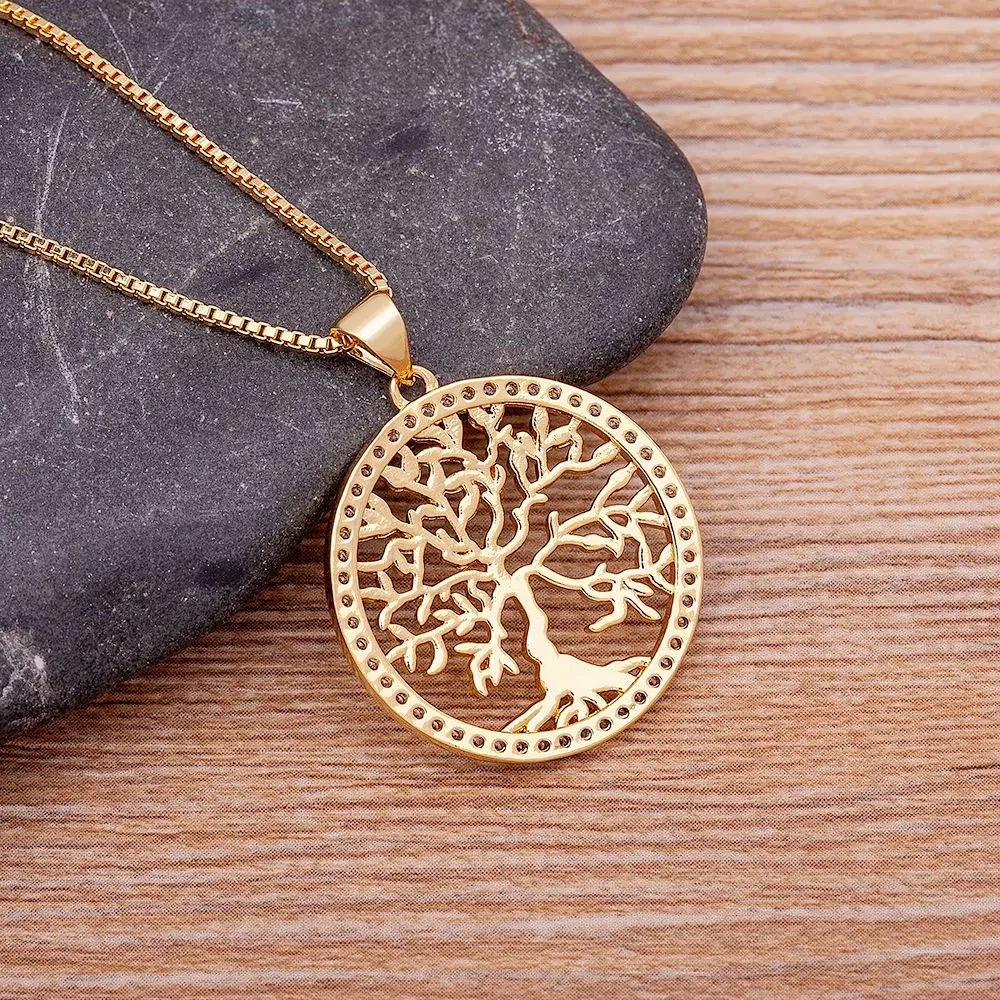 Nidin New Arrival Classic Fashion Tree of Life Gold Plated Crystal Necklaces & Pendants Women Zircon Chain Jewelry Collier Femme - Image 5