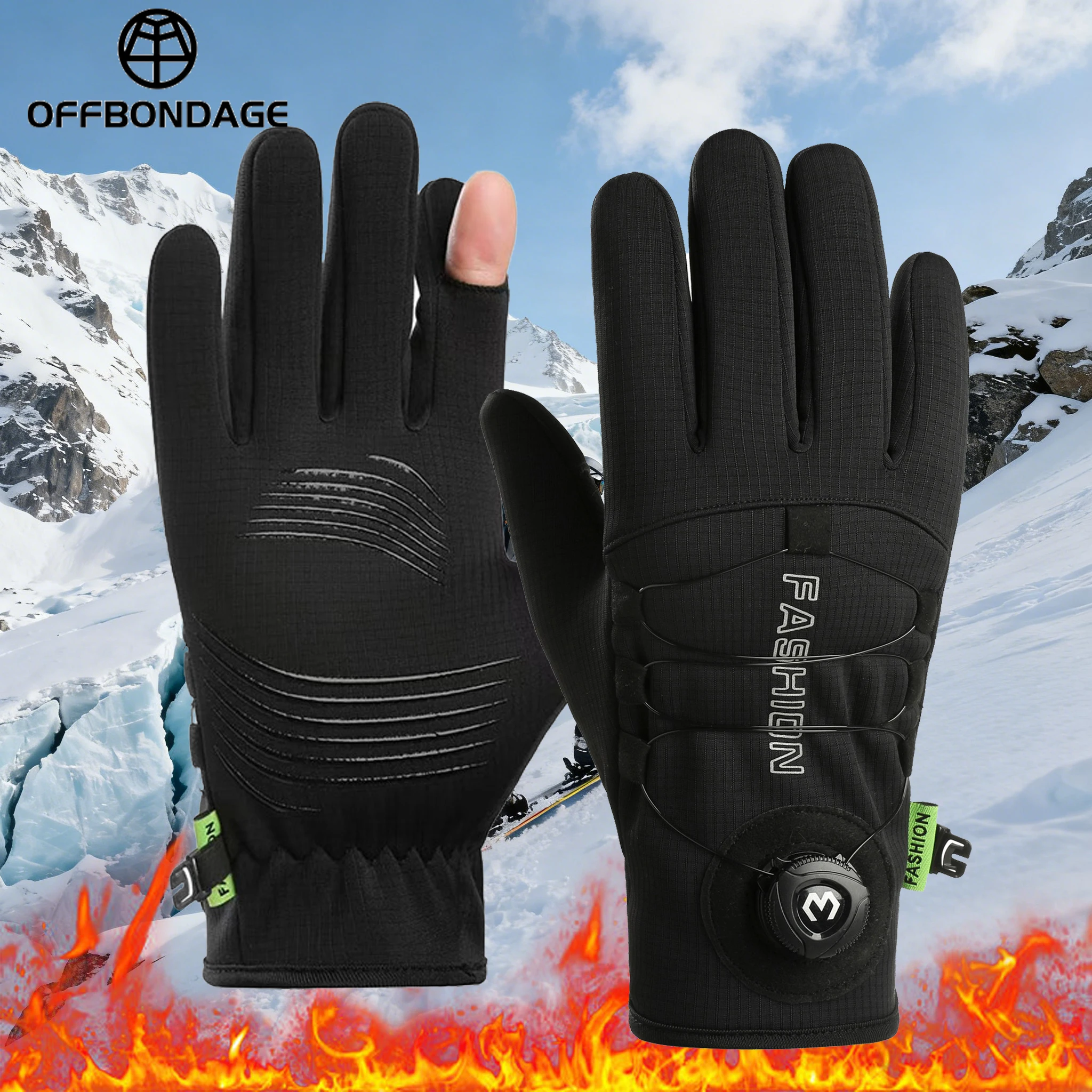 OFFBONDAG Winter Warm Gloves Men Women Extended Thickened Windproof Waterproof Sports Touchscreen MTB Skiing Cycling Gloves - Image 2