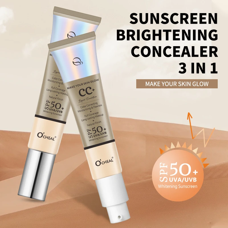 Ocheal 30g CC Cream Foundation Waterproff Concealer Moisturizing Sunscreen Liquid SPF 50+ Long Lasting Brightening Makeup Primer - Image 6