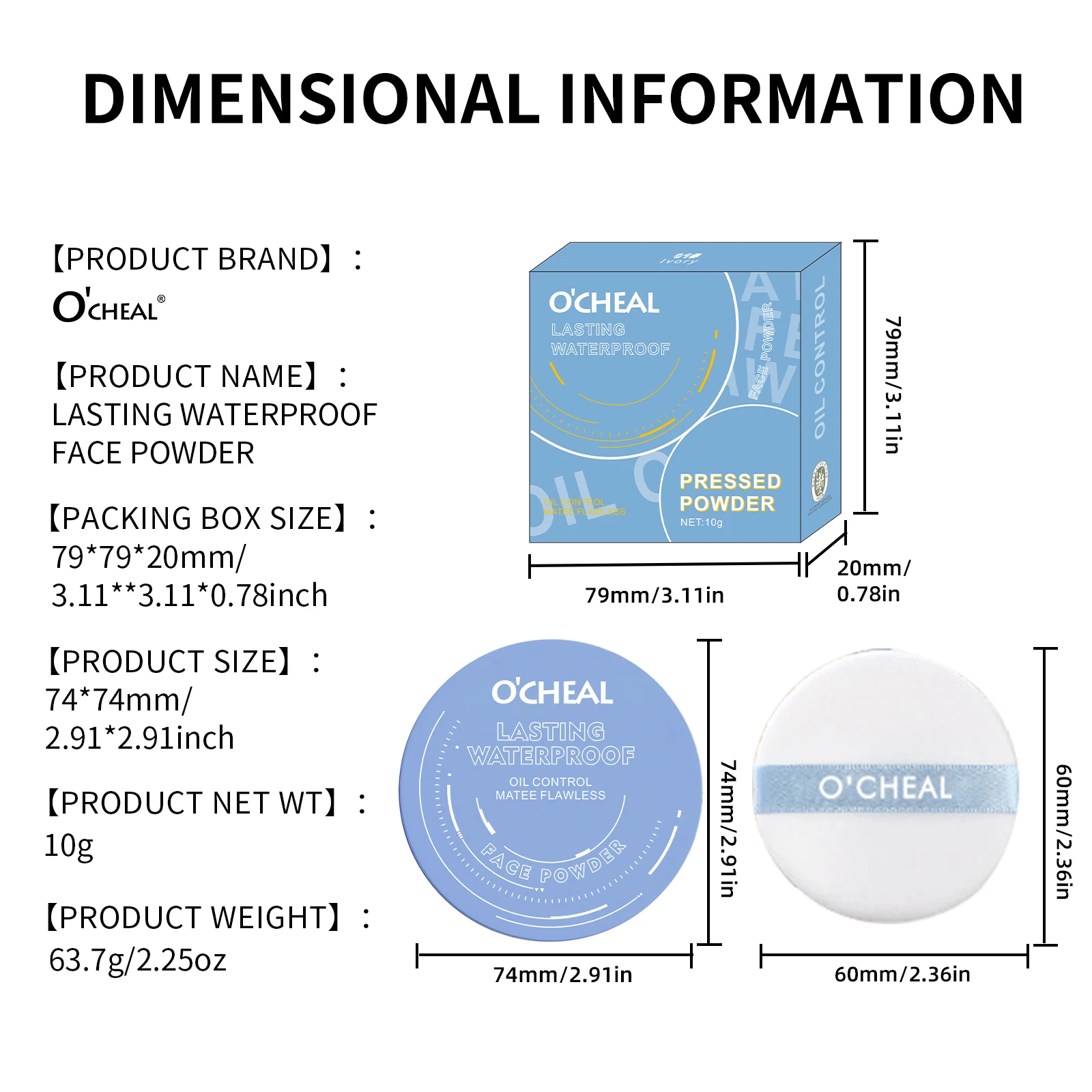 Ocheal Matte Face Setting Powder Oil-control Lightweight Radiant Foundation Pressed Powder Face Full Coverage Makeup Cosmetic - Image 6