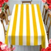 One linen tablecloth with yellow and white stripes - suitable for indoor/outdoor use
