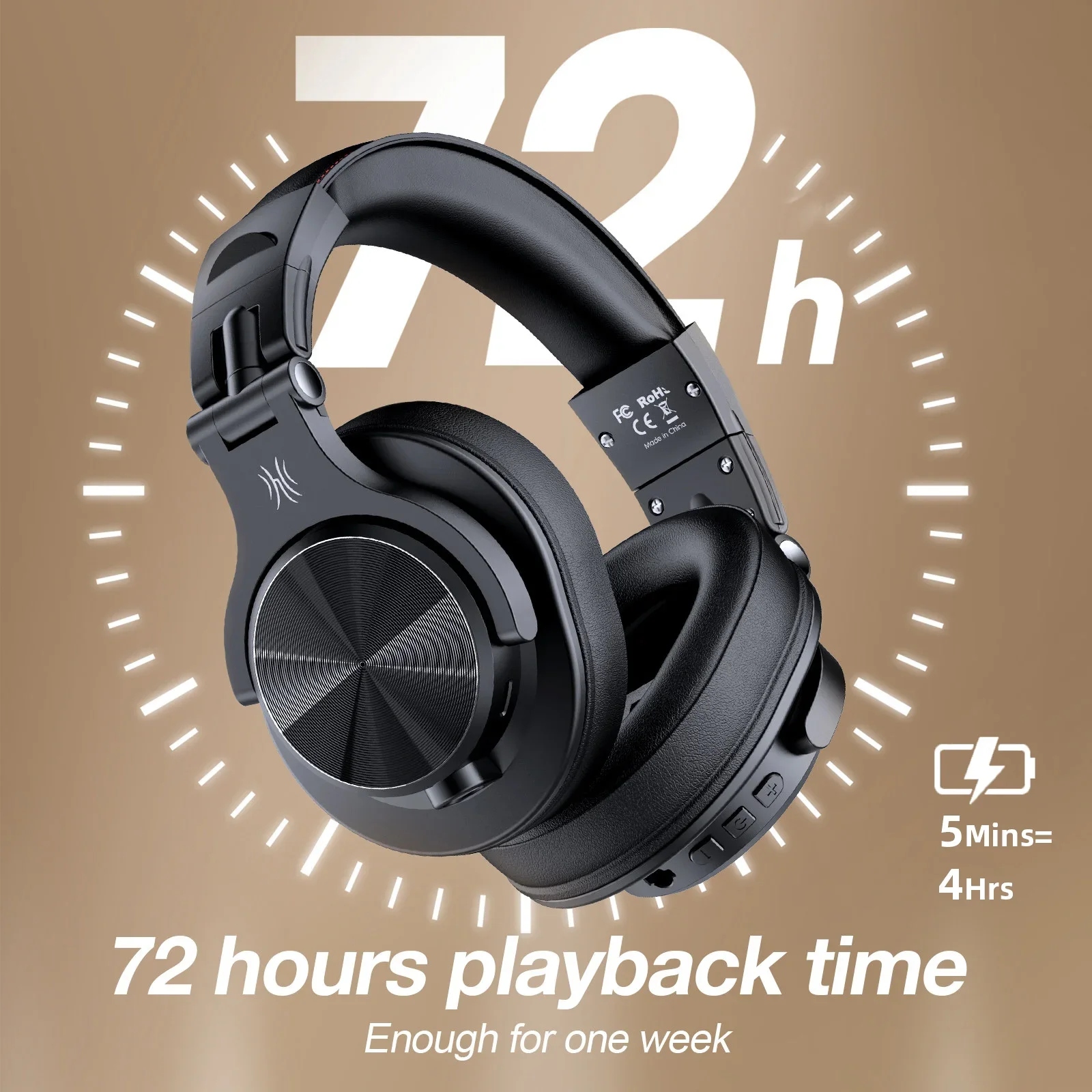 Oneodio Fusion A70 Bluetooth Headphones Hi-Res Audio Over Ear Wireless Headset 72H Professional Studio Monitor DJ HiFi Earphones - Image 3