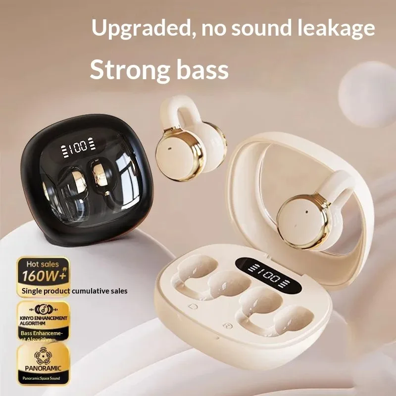 Open Clip Wireless Earbuds Anti Sound Leak Construction Immersive Stereo Surround Sound Equipped with Mic Digital Display - Image 2