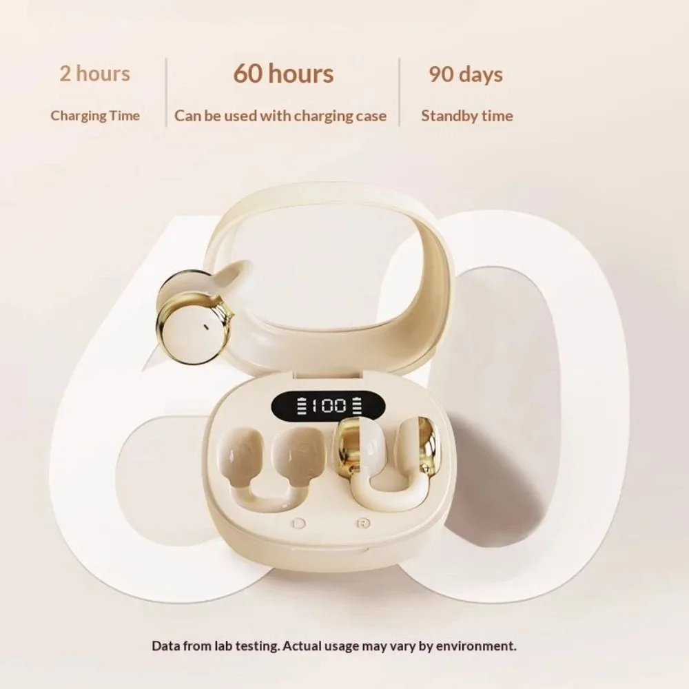 Open Clip Wireless Earbuds Anti Sound Leak Construction Immersive Stereo Surround Sound Equipped with Mic Digital Display - Image 6