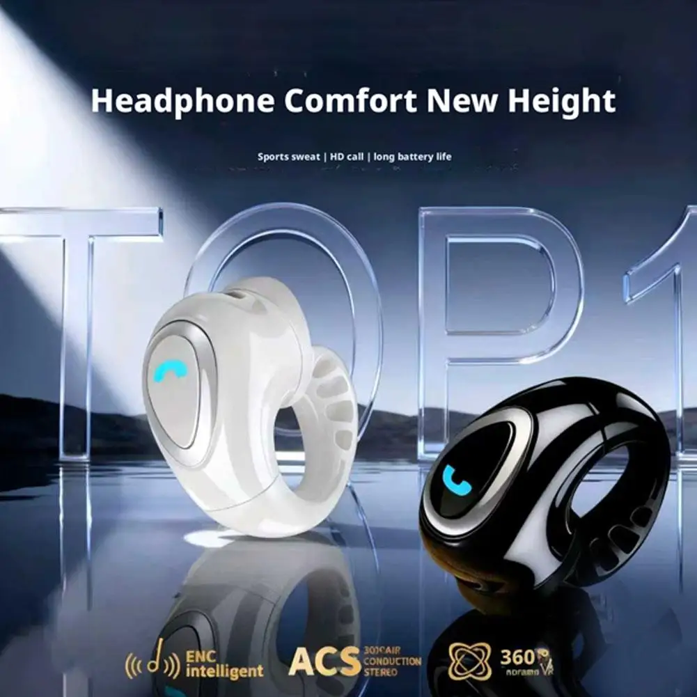 Open-Ear Air Conduction Earbuds Bluetooth 5.4 Clip-On Single Headset HIFI Stereo Sound Waterproof Sport/Running Mini Earphone - Image 2