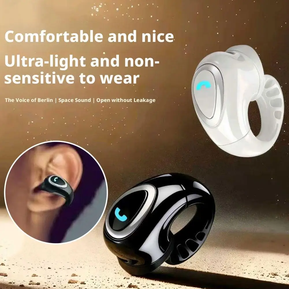 Open-Ear Air Conduction Earbuds Bluetooth 5.4 Clip-On Single Headset HIFI Stereo Sound Waterproof Sport/Running Mini Earphone