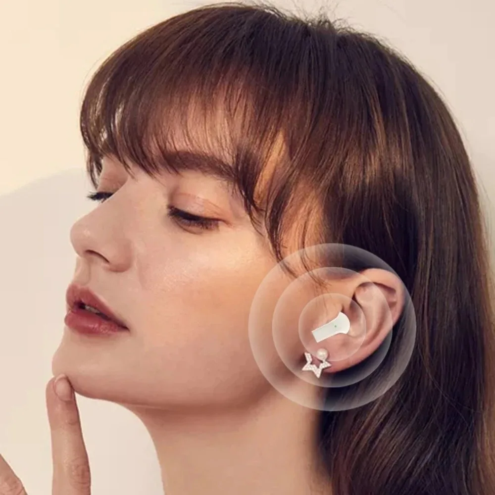 Open Ear TWS Headphones Bone Conduction Inspired Bluetooth Sports Earbuds Touch Control with LED Built-in Mic - Image 3