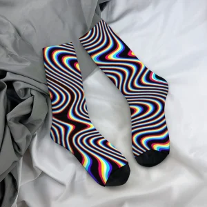 Optical Illusion Fluid Novelty Men's Socks Op Art Crazy Street Hip-Hop Funny Socks Breathable Anti-Slip Casual Sports Socks Gift