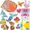 Origami Kit for Kids 60 Projects Double Sided Origami Book 4 Levels Practice Papers Instructional Origami Paper Gift for 4+ Girl