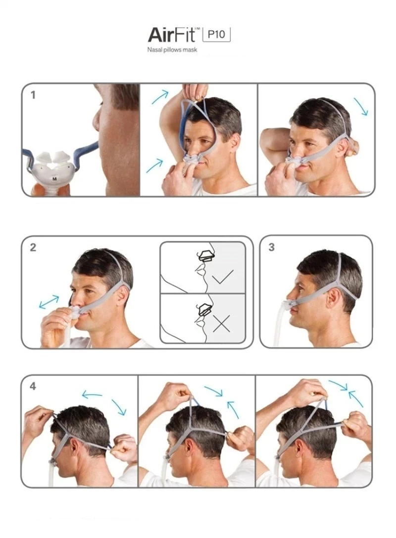 Original AirFit P10 Nasal Pillows CPAP Mask With Headgear and S/M/L Pillows For Sleep Snoring And Apnea - Image 5
