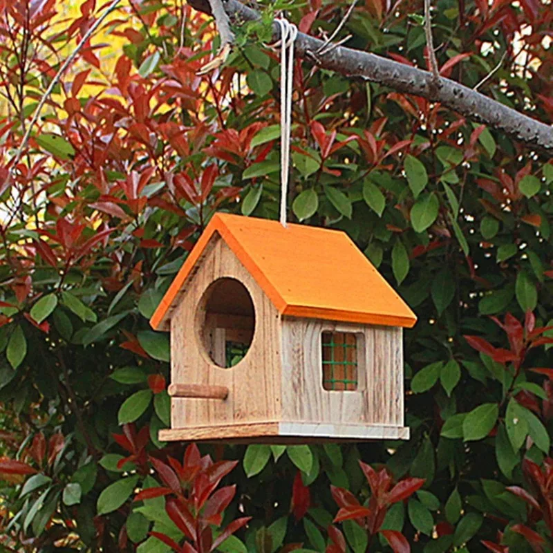 Outdoor Rainproof Bird Cages Campus Hanging Handmade Wooden House Parrot Breeding Box Warm Hatching Nest Bird Accessories - Image 4