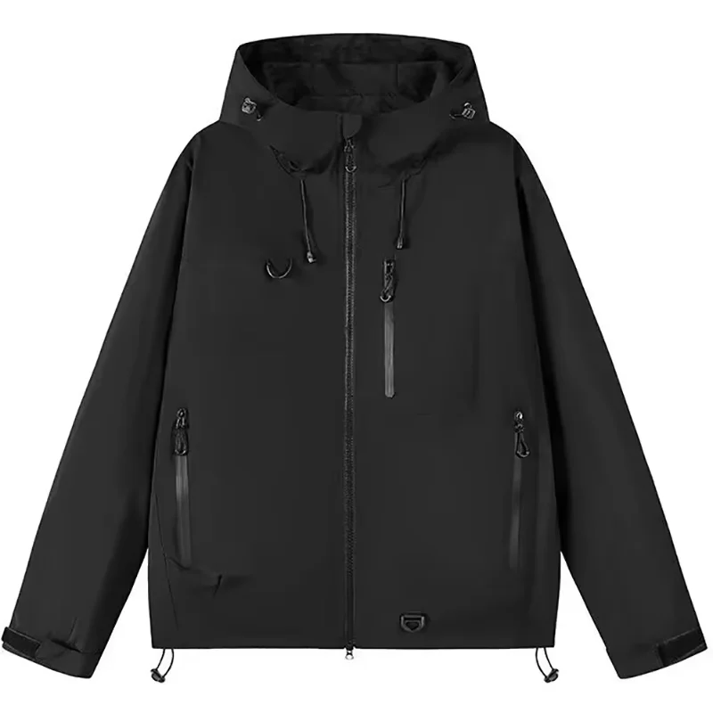 Outdoor Windbreaker Hooded Jacket Men Softshell Zip Up Windproof Waterproof Mountain Skiing Hiking Camping Jacket Autumn Coats