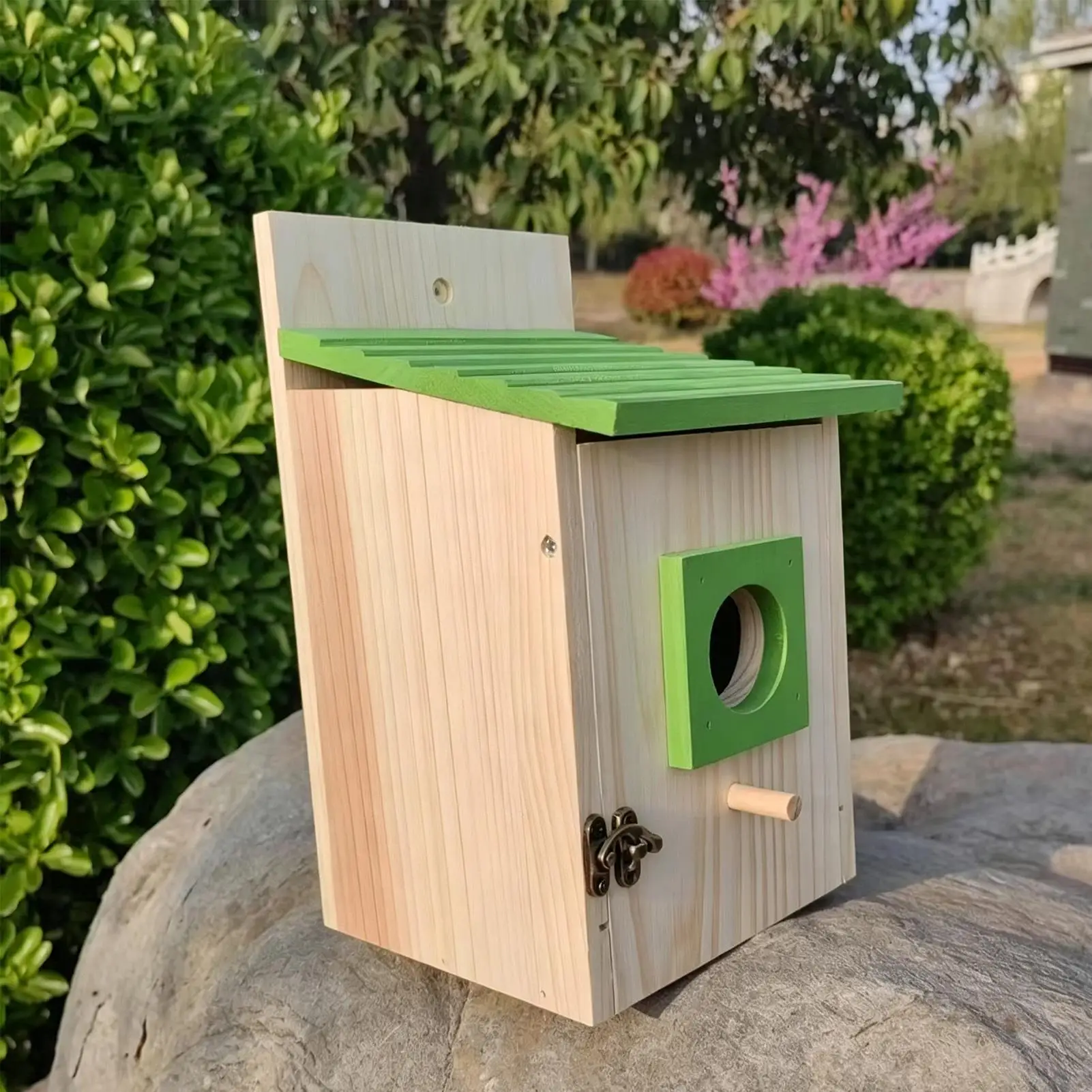 Owl House Large Weather-Resistant Wooden Ventilated Shelters Backyard Wild Bird House For Outdoor Garden Balcony Patio Courtyard - Image 4