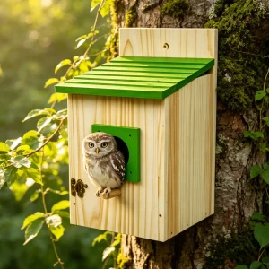 Owl House Large Weather-Resistant Wooden Ventilated Shelters Backyard Wild Bird House For Outdoor Garden Balcony Patio Courtyard