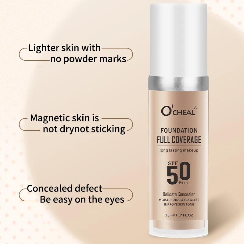 O‘CHEAL 50PA+++ Liquid Foundation Cream Lasting Coverage Makeup Concealer Moisturizing Bright Skin Tone Hydrating Beauty Cream - Image 3