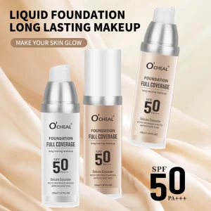 O‘CHEAL 50PA+++ Liquid Foundation Cream Lasting Coverage Makeup Concealer Moisturizing Bright Skin Tone Hydrating Beauty Cream
