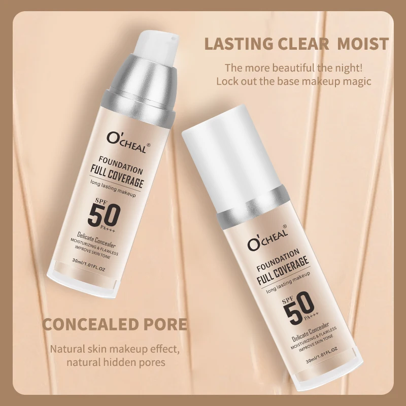 O‘CHEAL 50PA+++ Liquid Foundation Cream Lasting Coverage Makeup Concealer Moisturizing Bright Skin Tone Hydrating Beauty Cream - Image 6