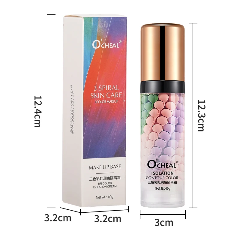 O‘’CHEAL One-Step Three Color Spiral Contour Isolation Primer Moisturizing Cream Face Care Corrector Foundation Makeup Cosmetic - Image 6