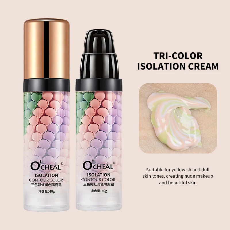 O‘’CHEAL One-Step Three Color Spiral Contour Isolation Primer Moisturizing Cream Face Care Corrector Foundation Makeup Cosmetic - Image 3