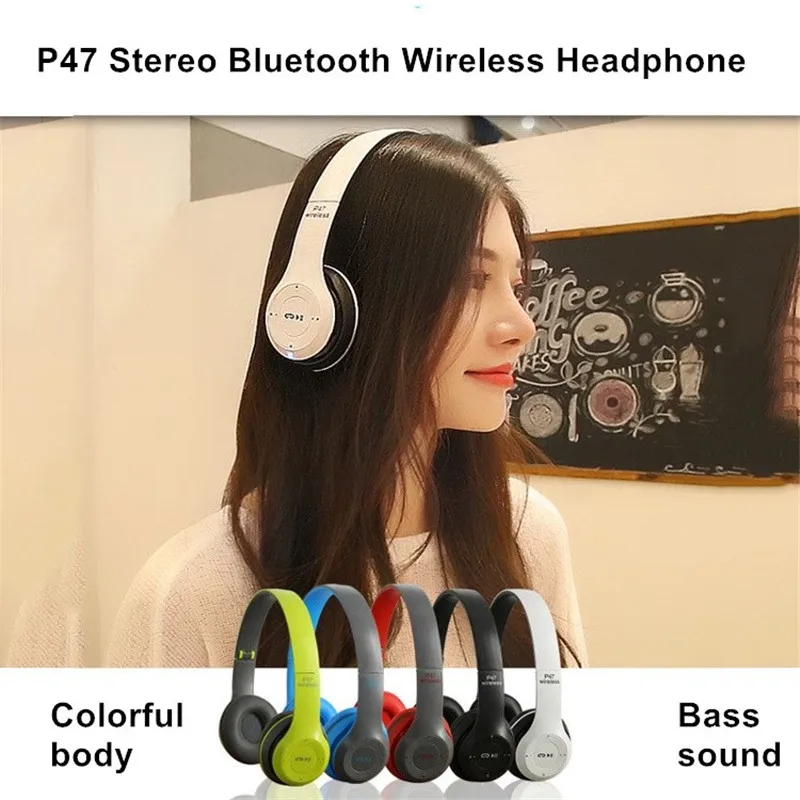 P47 Bluetooth 5.0 Wireless Headphone Foldable HIFI Stereo Bass Earphone Kid Helmet Gift With Mic USB Adaptor For iPhone Game - Image 4