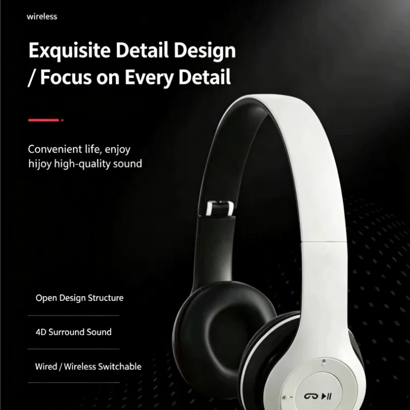 P47 Wireless 5.0 Overhead Bluetooth Headphones for Music with Deep Bass Universal Compatibility High-Quality Sound Earphones - Image 2