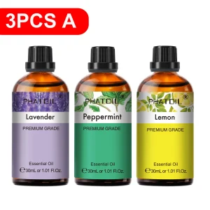 PHATOIL 30ml Lavender Lemon Peppermint Sandalwood Cinnamon Natural Essential Oils For Aromatherapy Candle Making 1/2/3pcs Oils