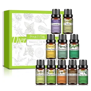 PHATOIL Essential Oils Set For Diffuser-10ml Lavender Eucalyptus Bergamot Vanilla Sandalwood Tea Tree Essential Oils 1/6/10pcs